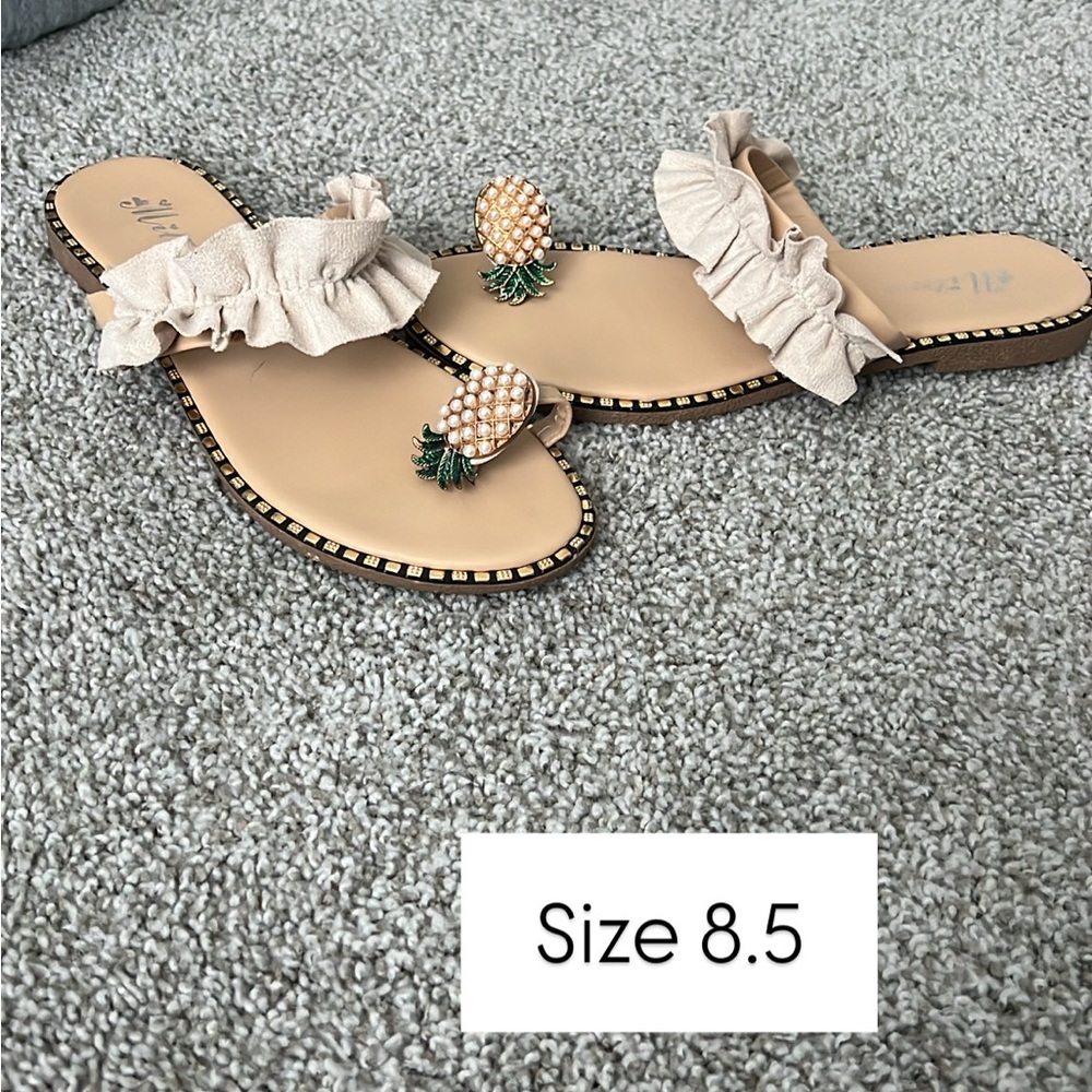 Women's Beige Ruffle Sandals